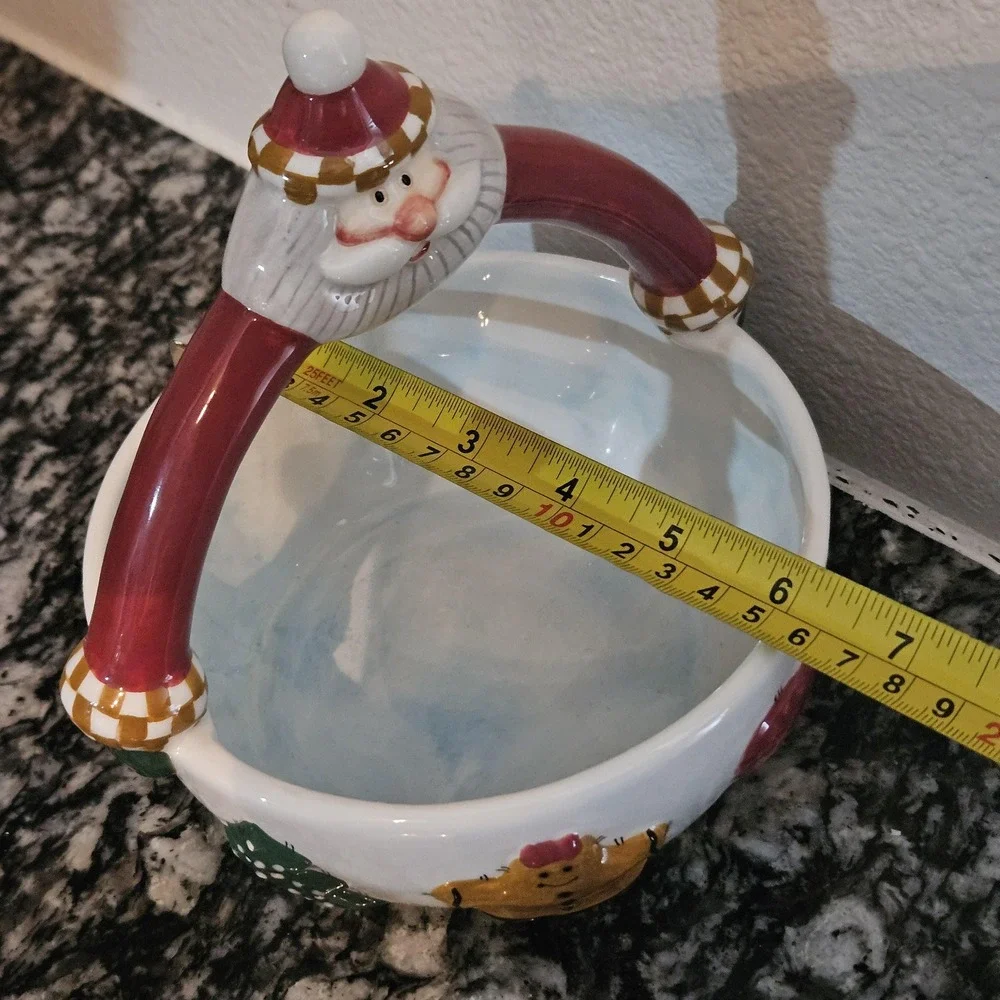 ceramic Santa Claus candy bowl holiday serving‎ dish Palm Tree Co.